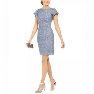 Eliza J NWT blue lace dress flutter sleeve shimmer wedding cocktail party